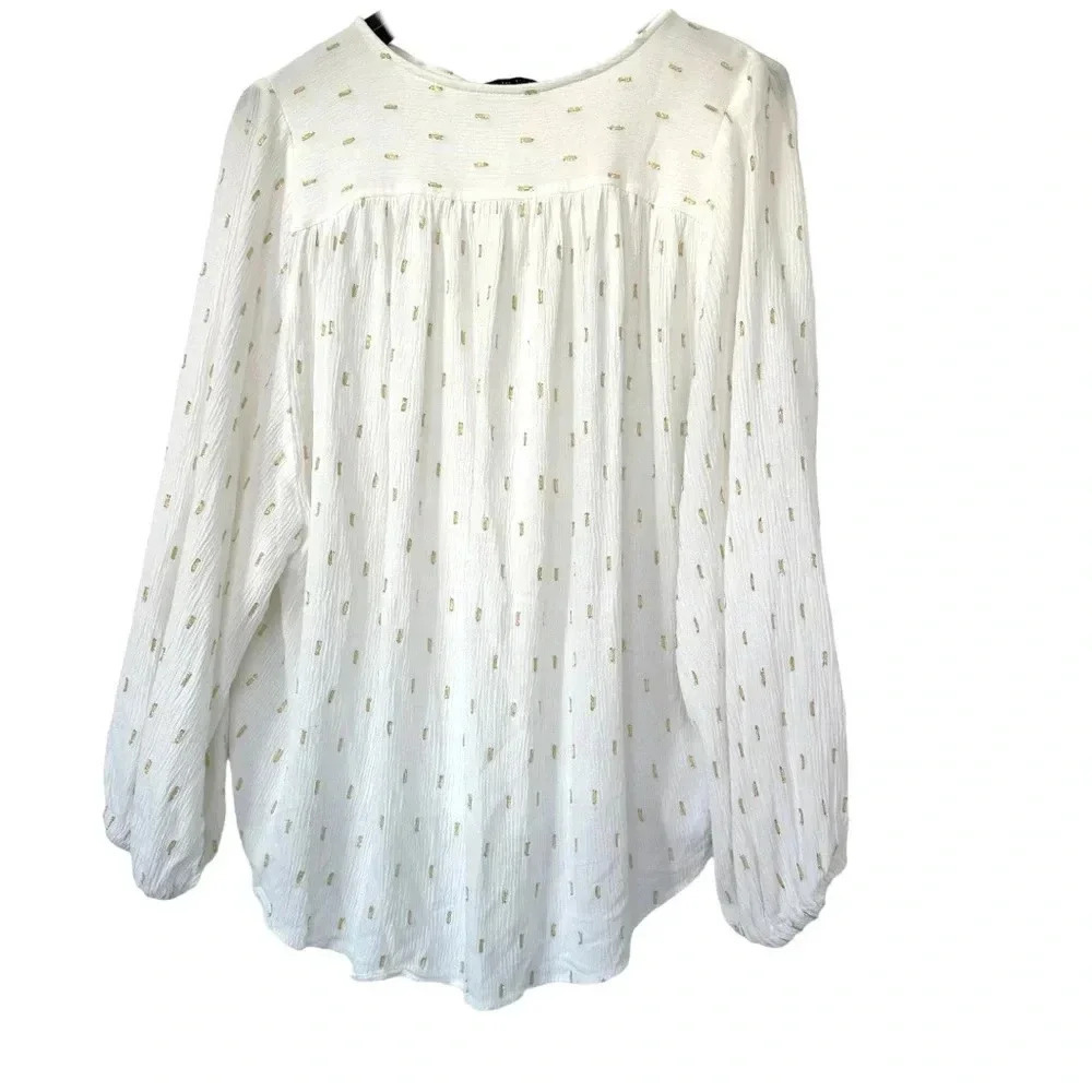 Zara women’s lightweight peasant blouse with golden metallic details size Small - Picture 2 of 7